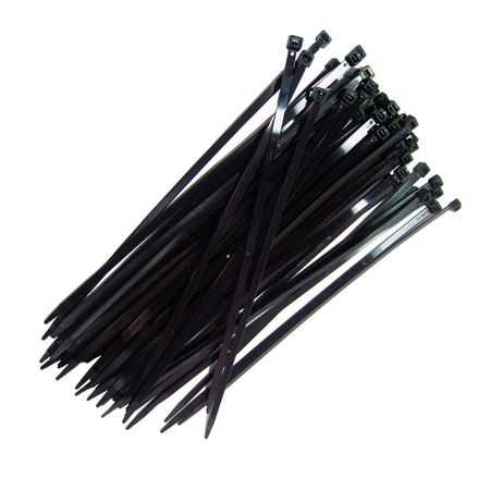 370x7.6mm Sitemax UV Resistant Black Cable Ties (100/pkt)